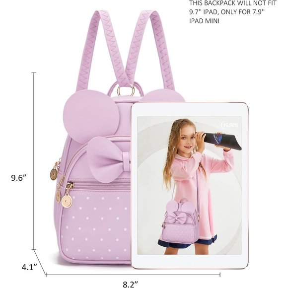 Bowknot Polka Dot Mini Backpack And Convertible Shoulder Bag Purse for Women - Picture 2 of 7